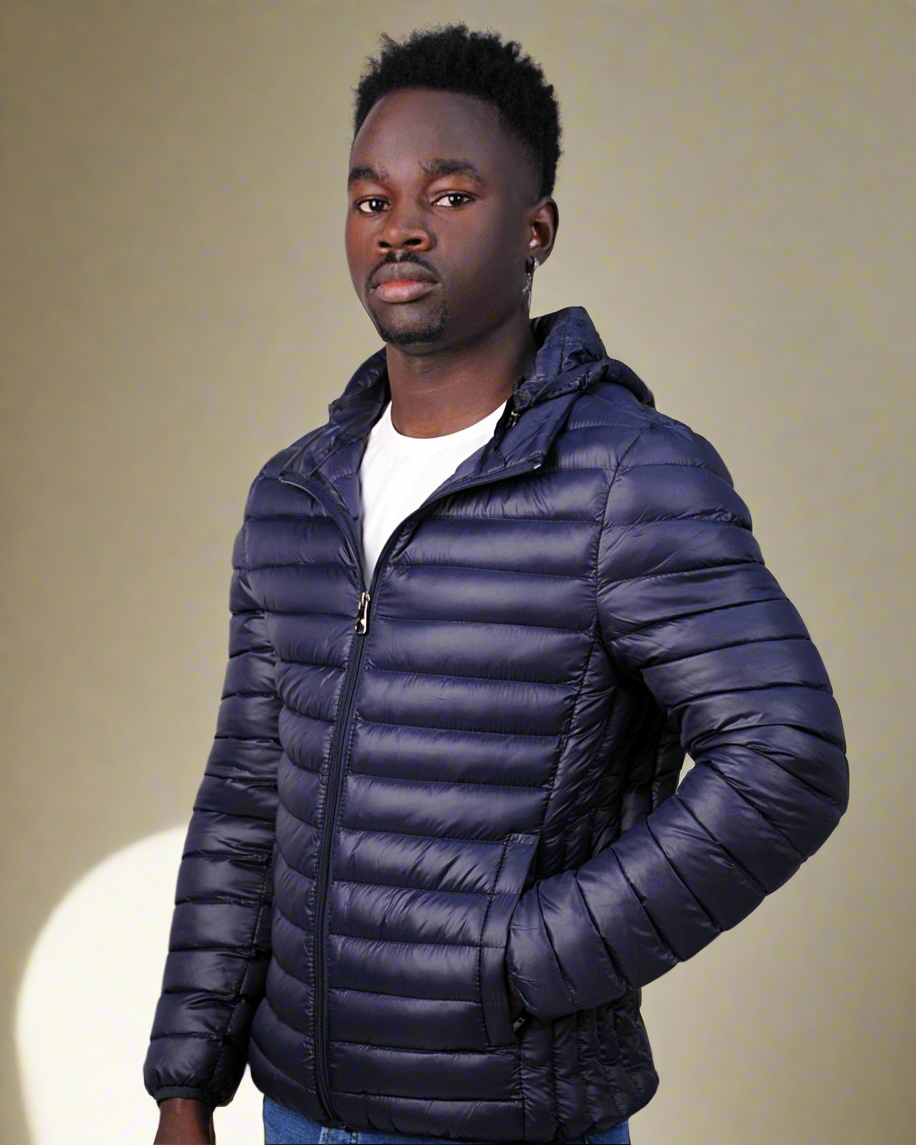 Navy lightweight puffer jacket online