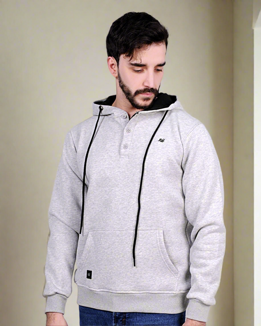 2H #6318 Light Gray Men Sweater Cotton Hoodie