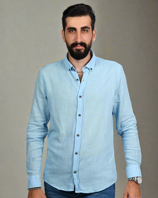 2H Turquoise Linen Shirt