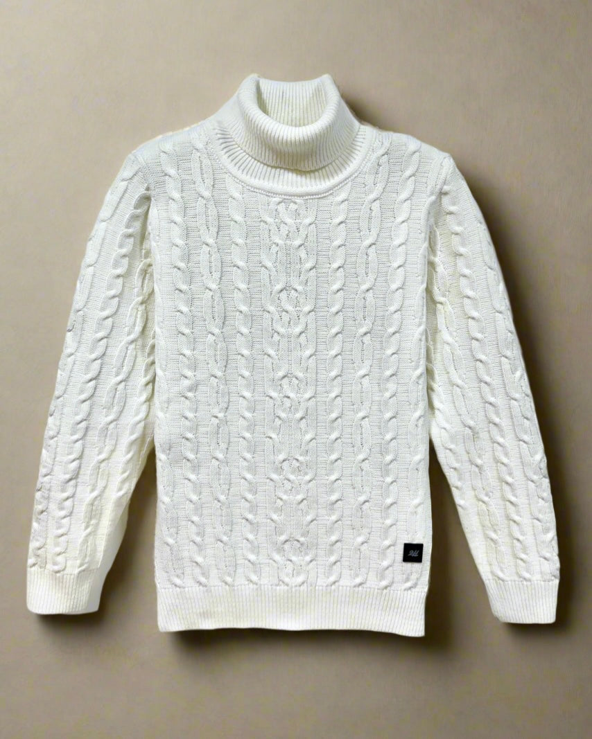 SALE! 2H #303 Off White High Neck Knitted Sweater