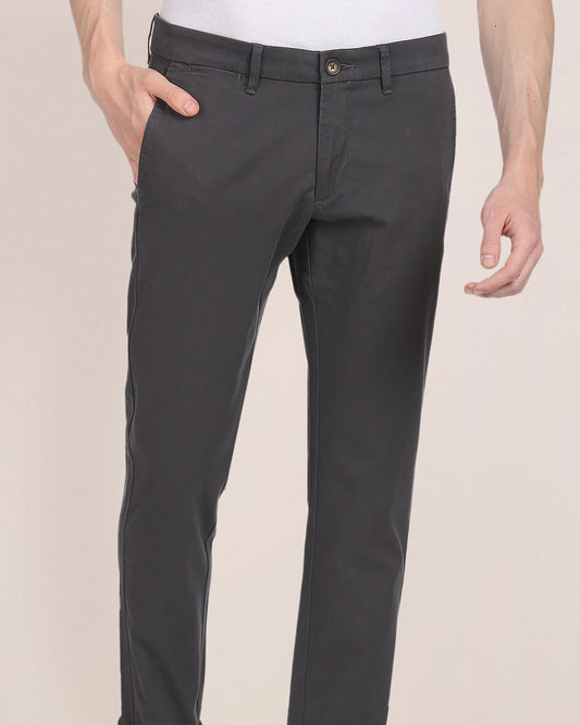 2H Gray Plain Chinos Pant