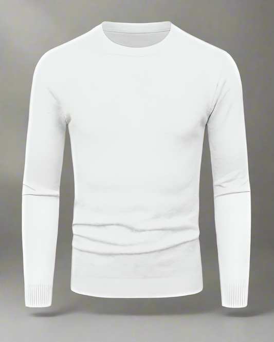 2H #1860-30 White Round Neck Sweater