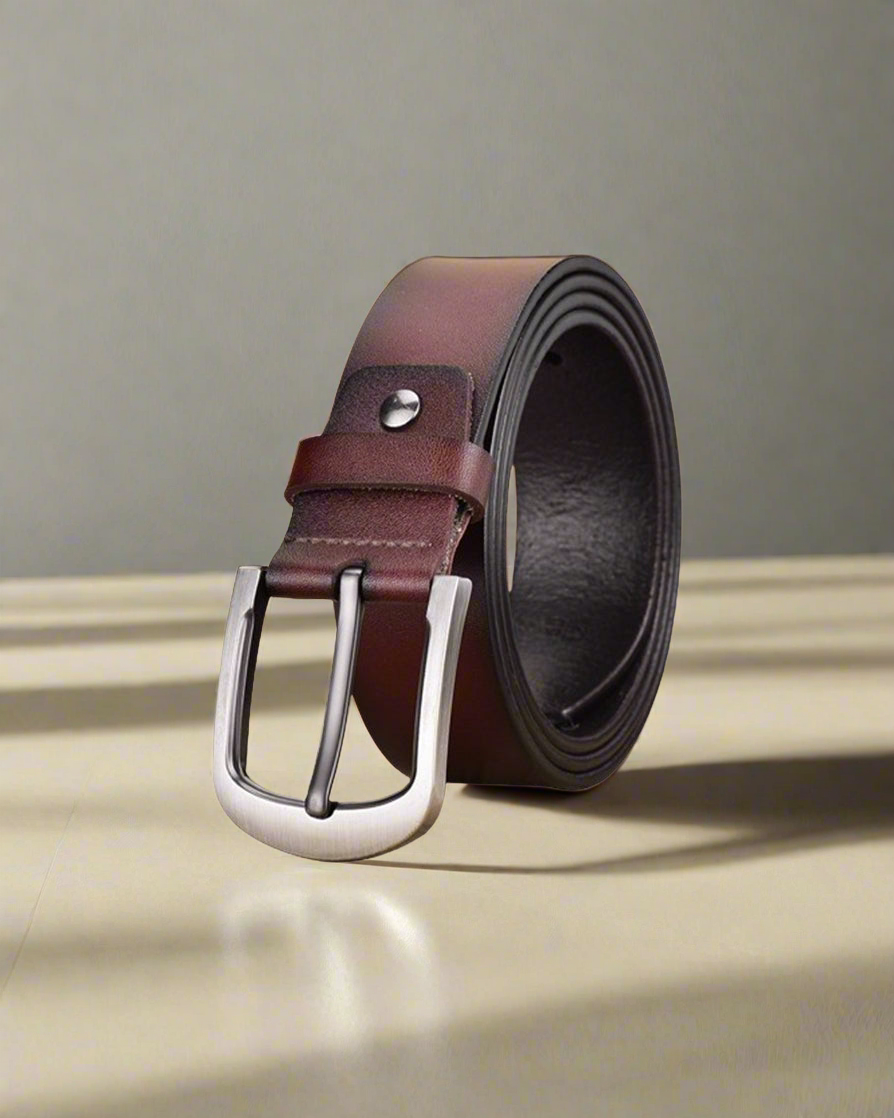 2H #9211-B Brown Leather Casual Belt