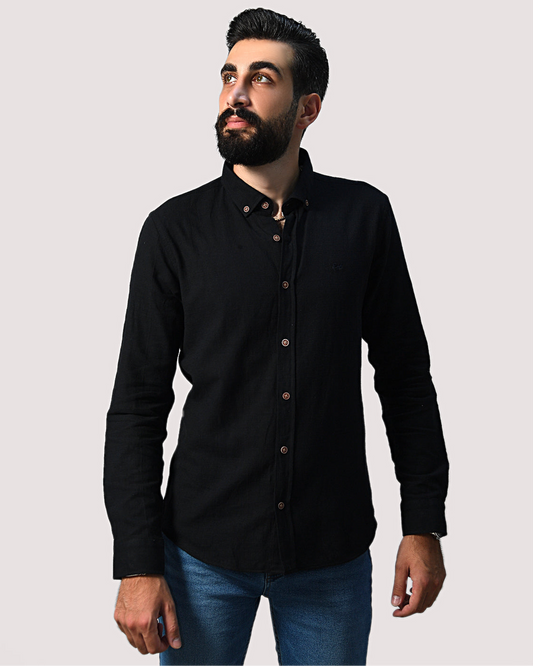 2H Black Linen Shirt