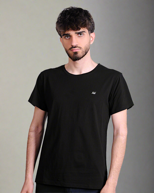 2H #CX81400 Black Short Sleeve Basic T-shirt