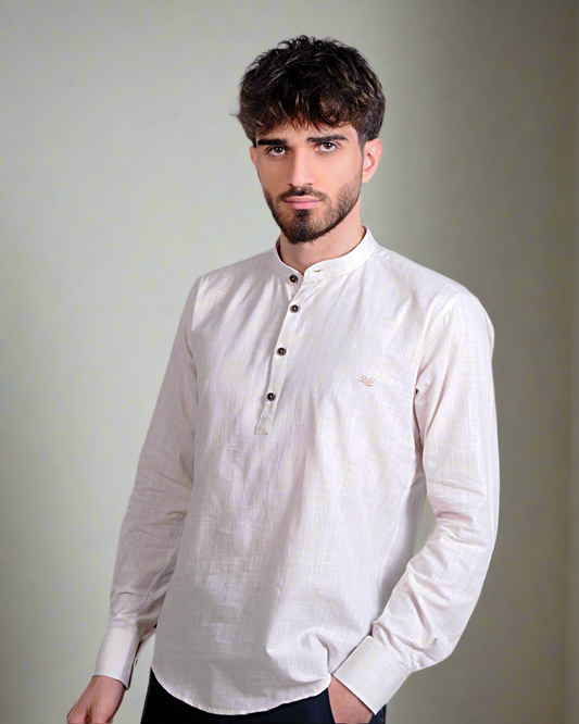 2H Beige Linen Three-Button Shirt