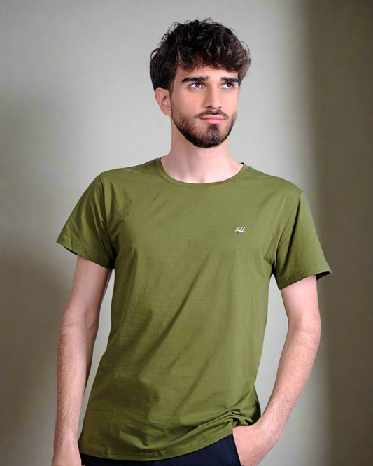 2H #CX81400 Green Short Sleeve Basic T-shirt