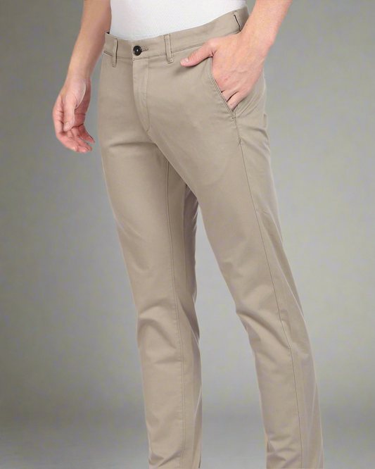 2H Beige Plain Chinos Pant