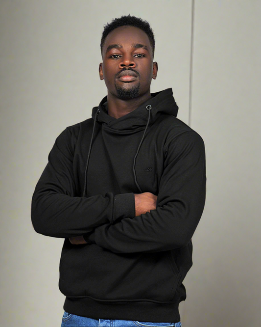 2H #9338 Black Men Sweater Plain Warm Hoodie