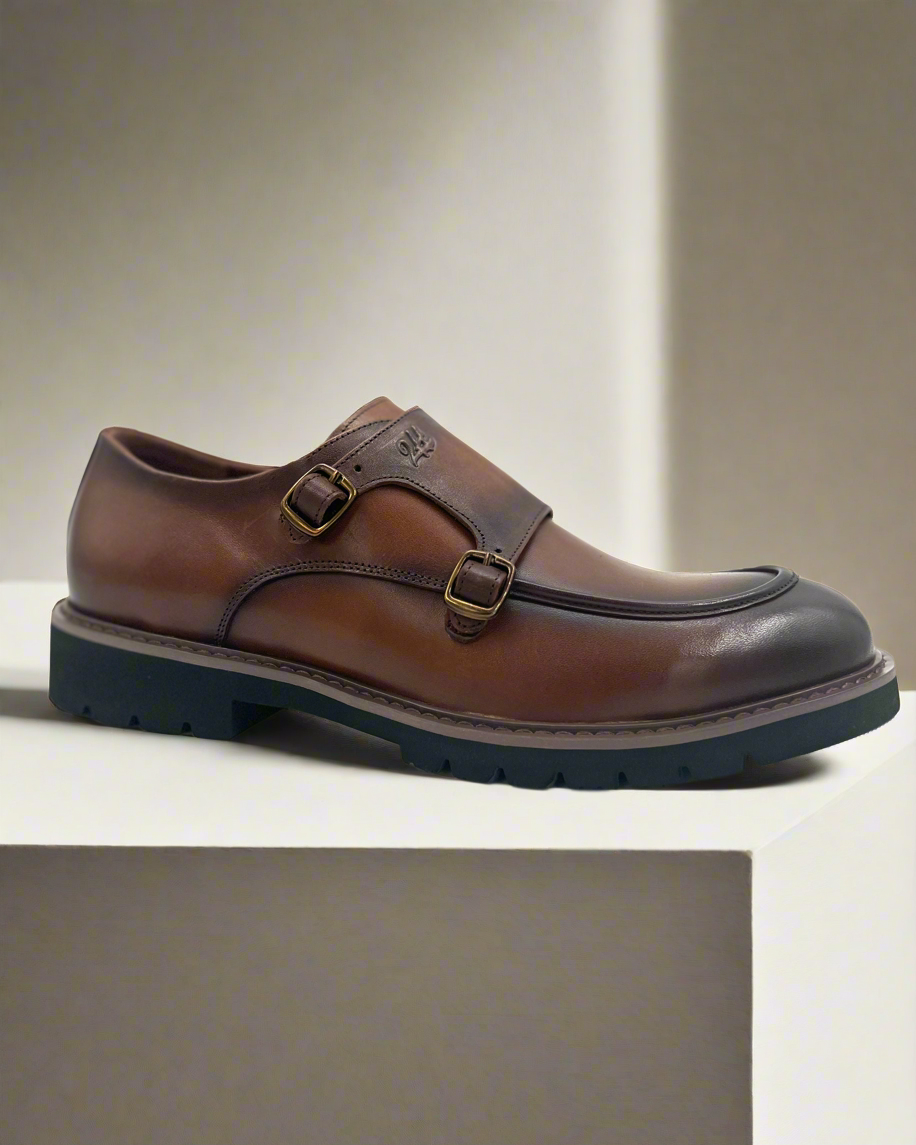 2H #008 Genuine Leather Brown Classic Shoes