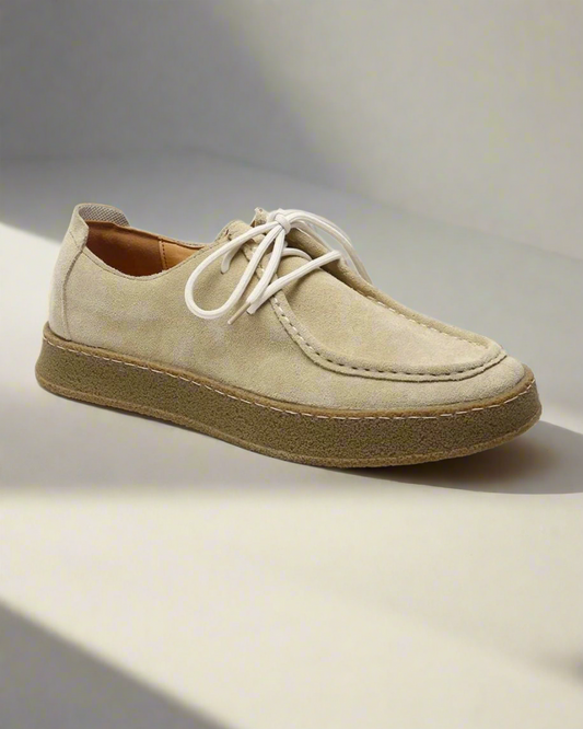 2H #1019 Beige Genuine Leather Casual Shoes