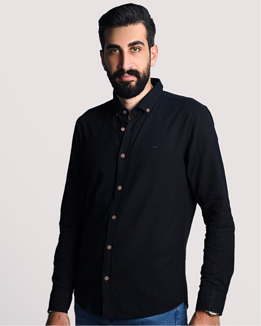 2H Black Linen Shirt