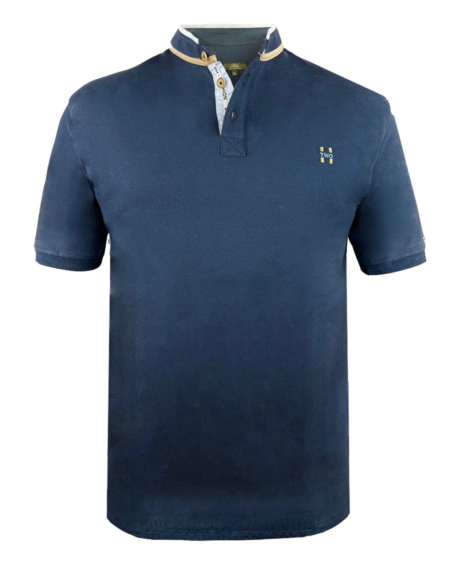 2H #77041 Navy Stand Up Collar T-shirt