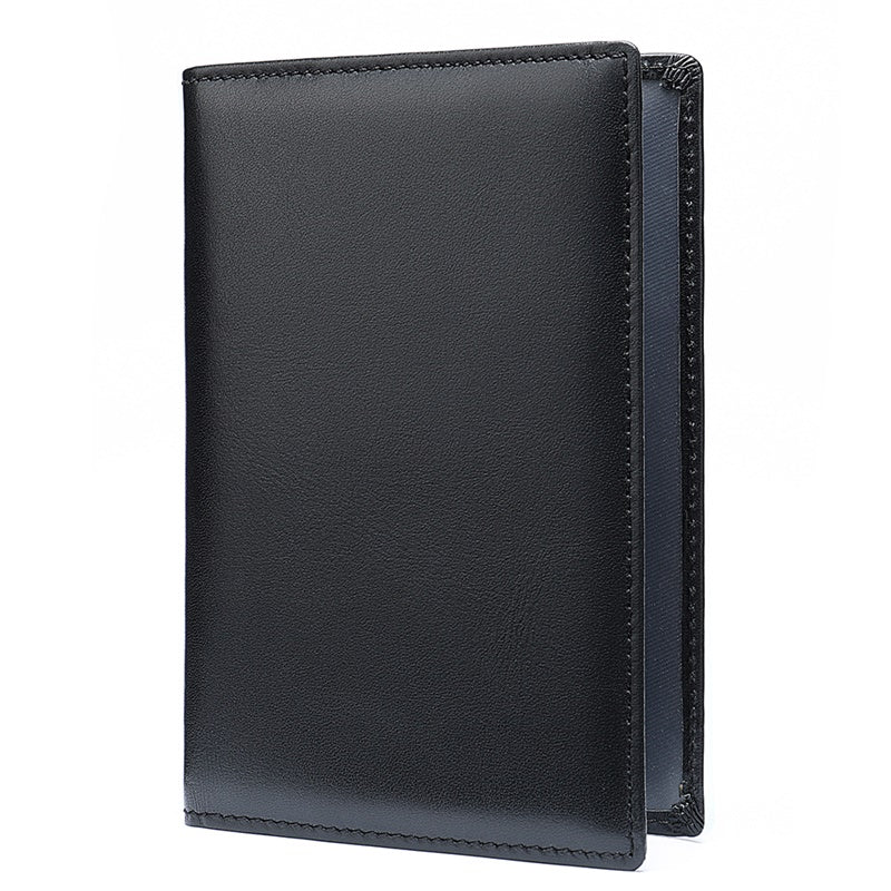 2H #8990 Black Passport Holder Genuine Leather Wallet