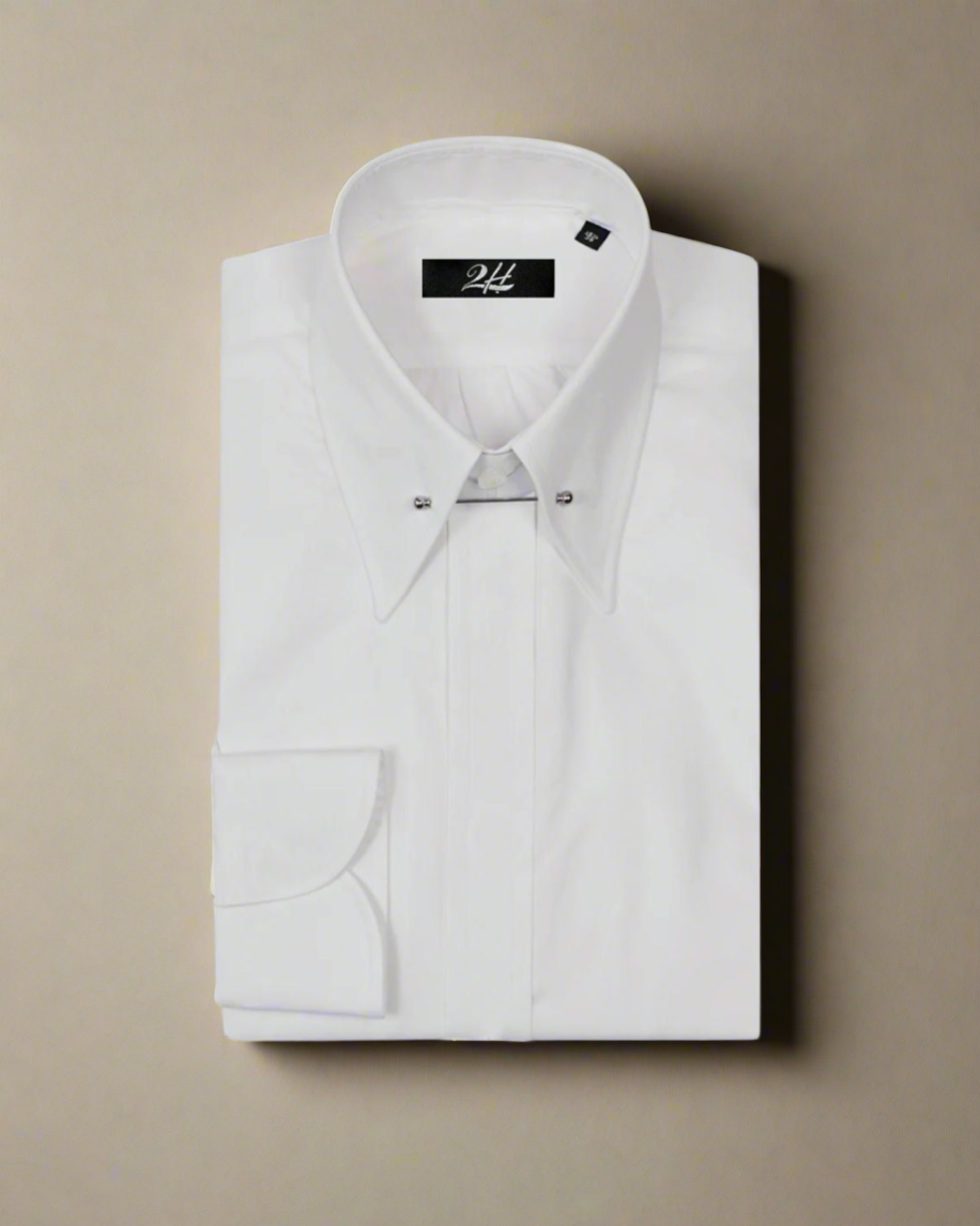 2H White Classic Shirt With Pin