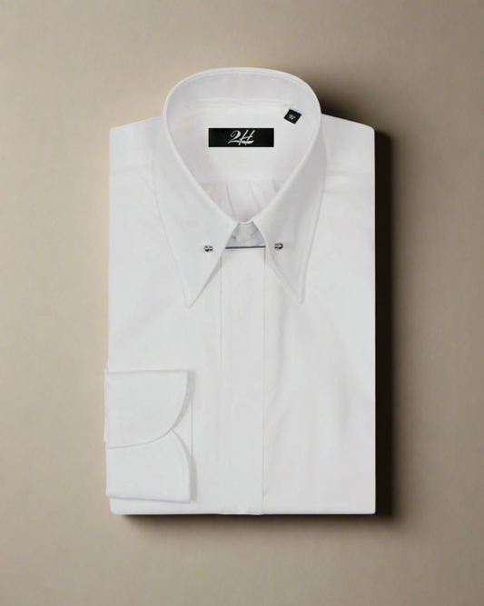 2H White Classic Shirt With Pin