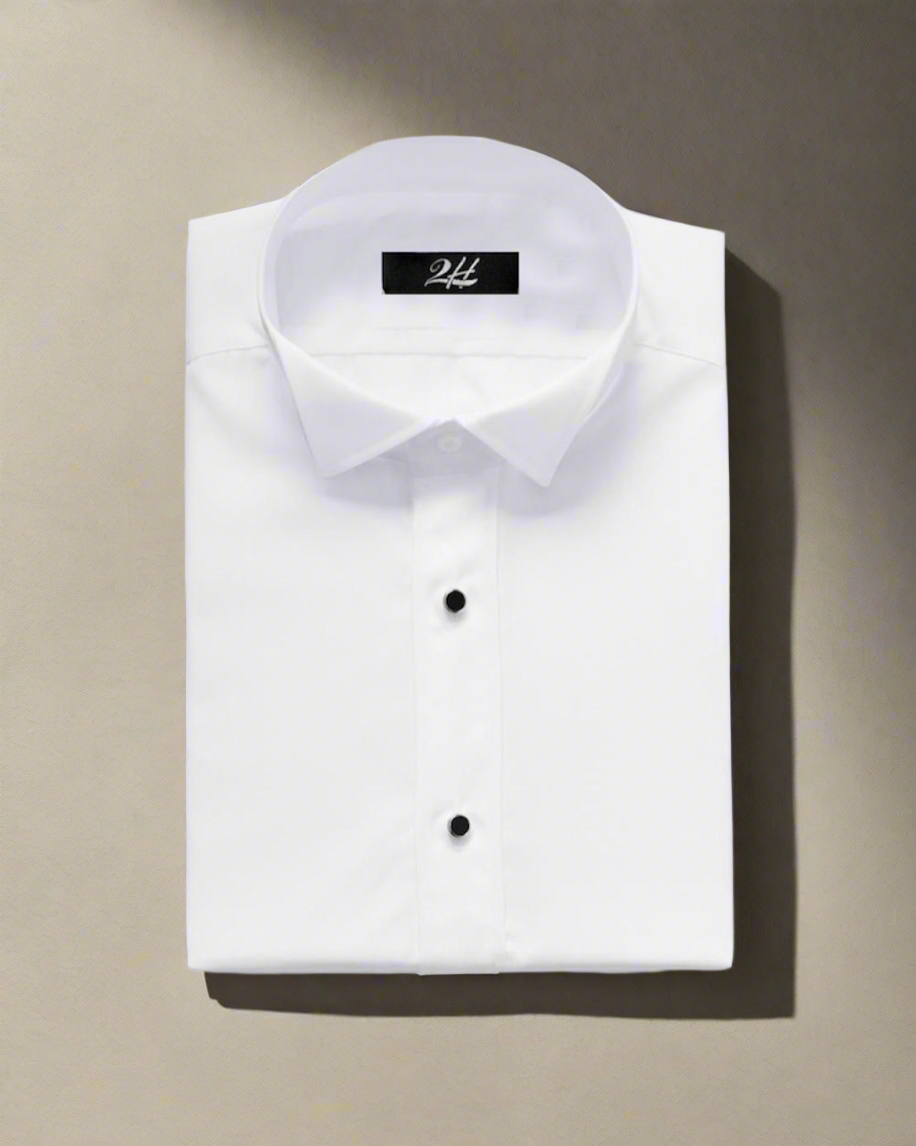 2H White Classic Shirt With Black Stainless Steel Button