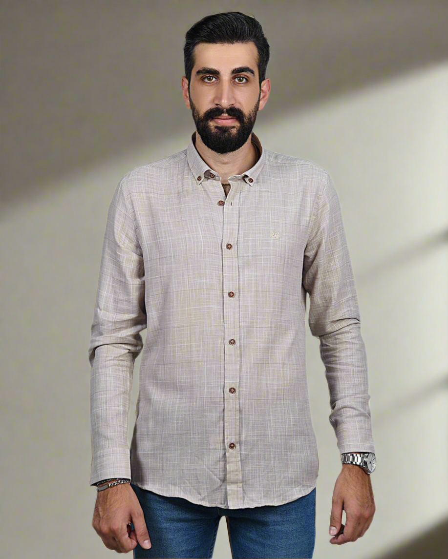 2H Beige Squared Linen Shirt