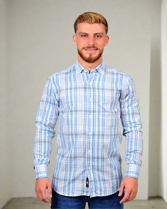 2H Squared Blue Casual Shirt