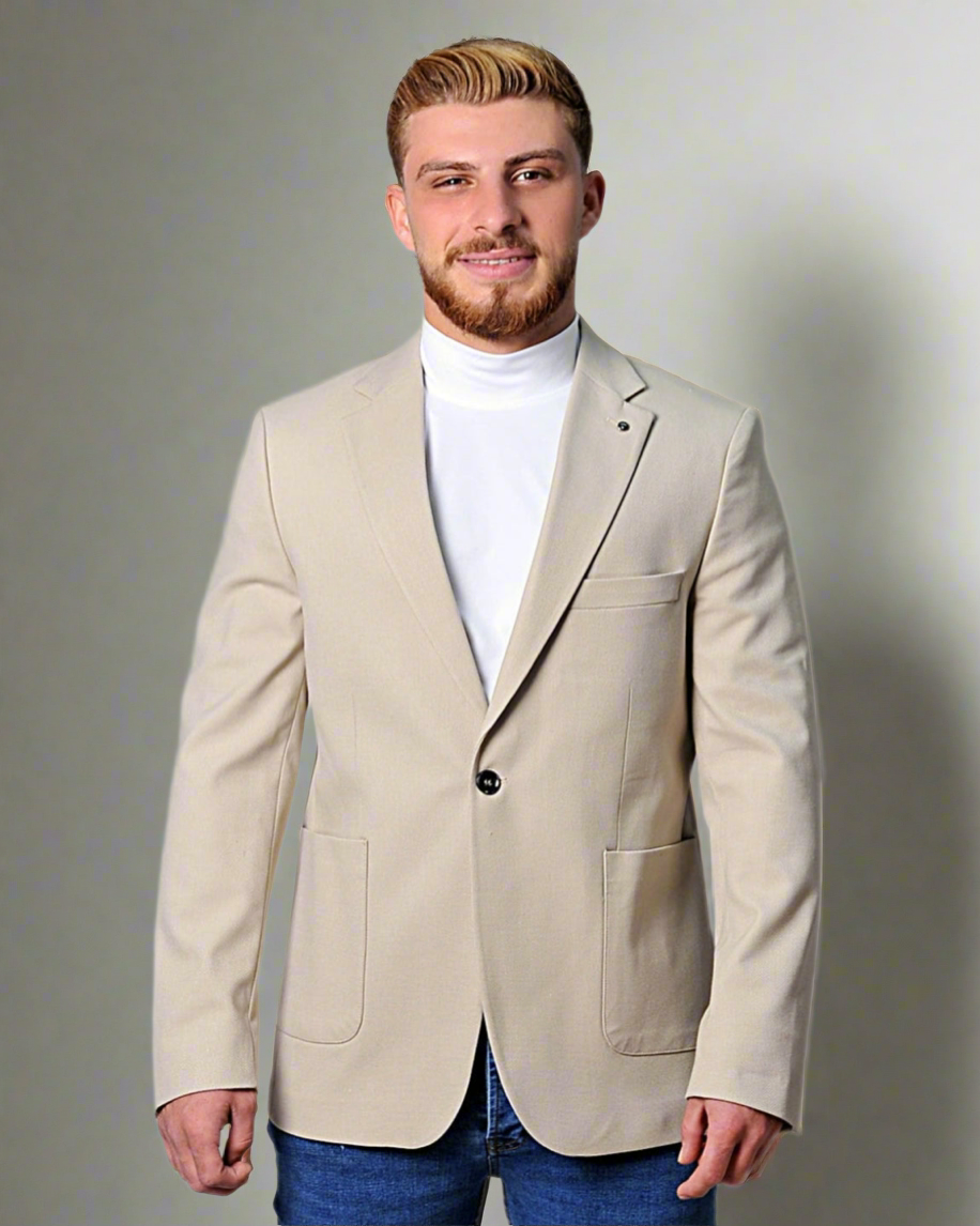 2H #24-01 Beige Tweed One Button Blazer