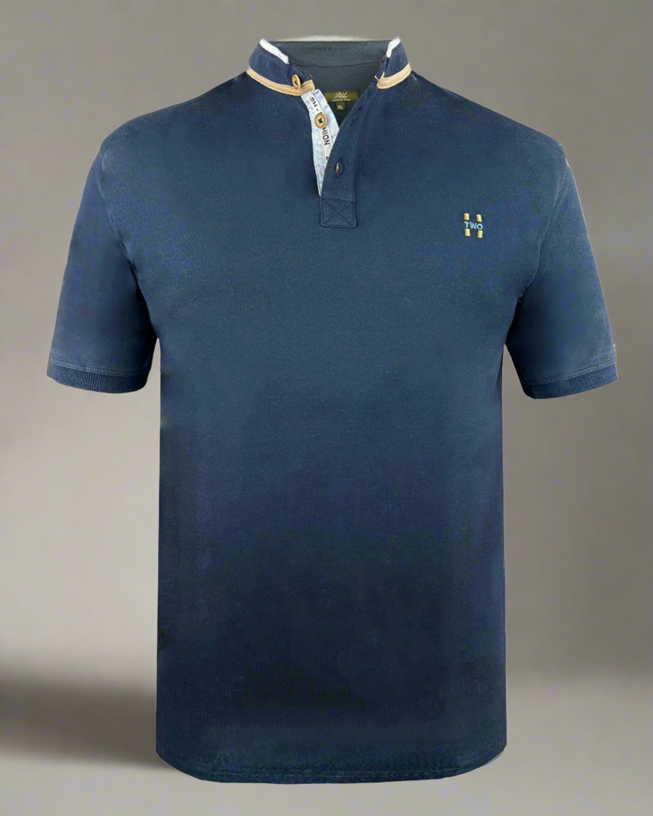 2H #77041 Navy Stand Up Collar T-shirt