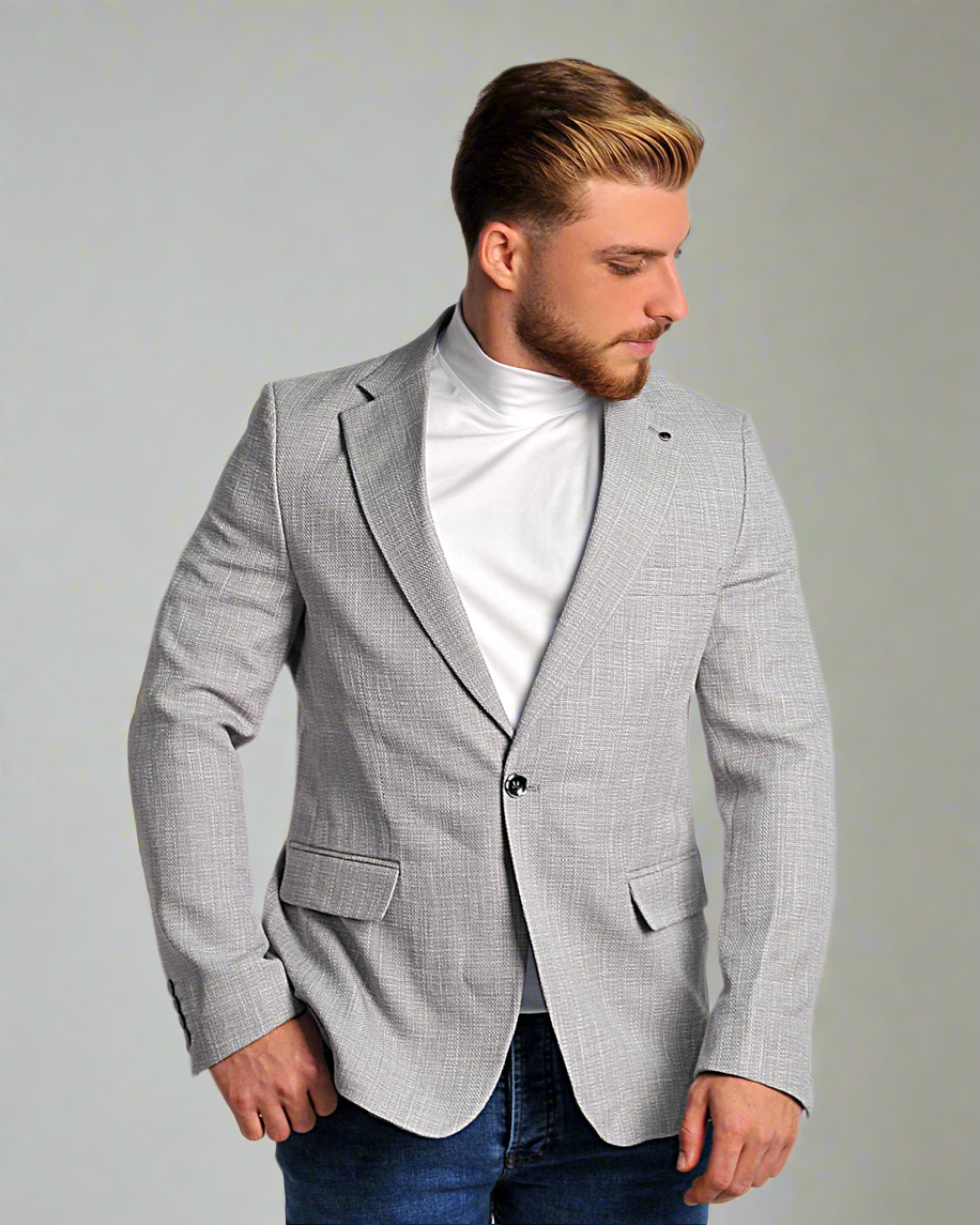 2H #24-01 Gray Tweed One Button Blazer