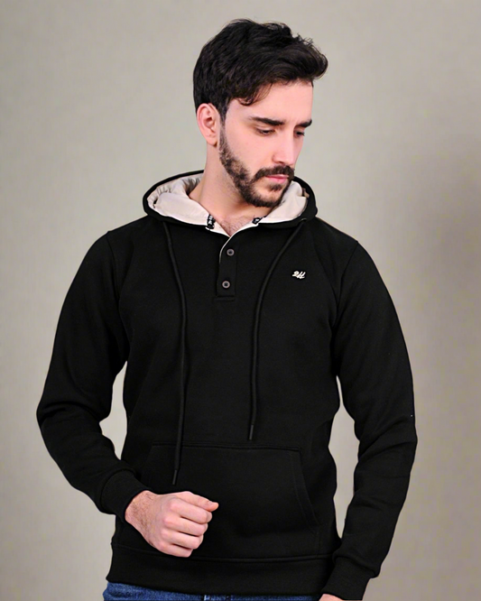 2H #6318 Black Men Sweater Cotton Hoodie