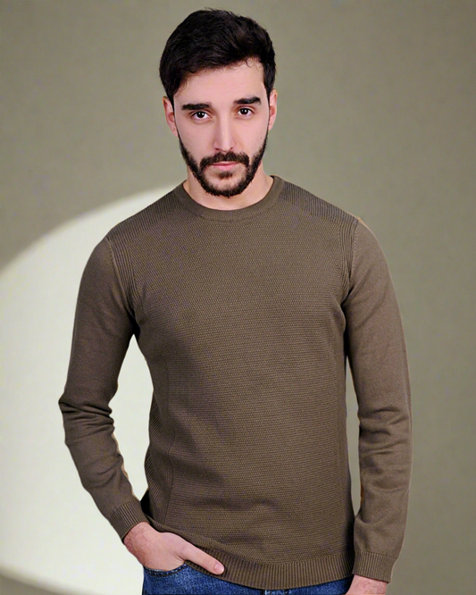 2H #46040 Army Pure Cotton Round Neck Sweater