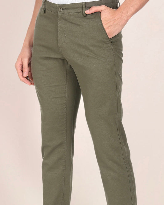 2H #250923 Olive Green Embossed Chinos Pant