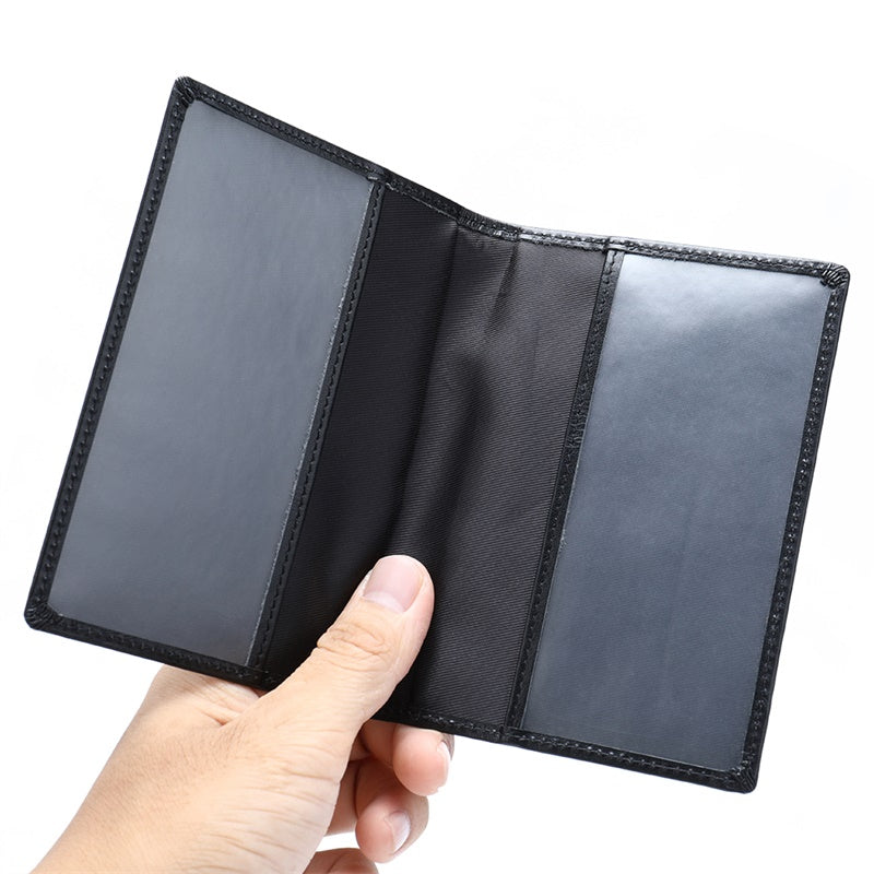 2H #8990 Black Passport Holder Genuine Leather Wallet