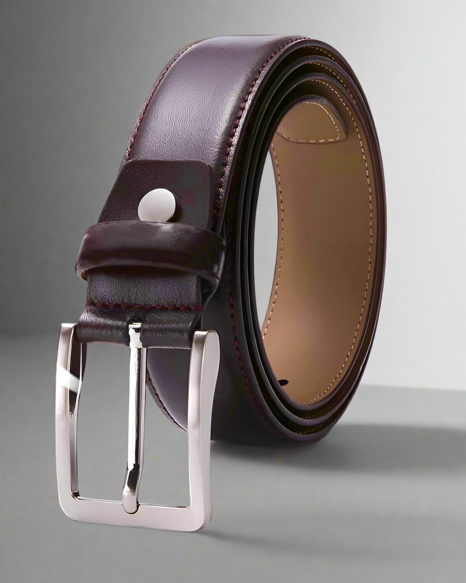 2H Brown Genuine Leather Formal Belt