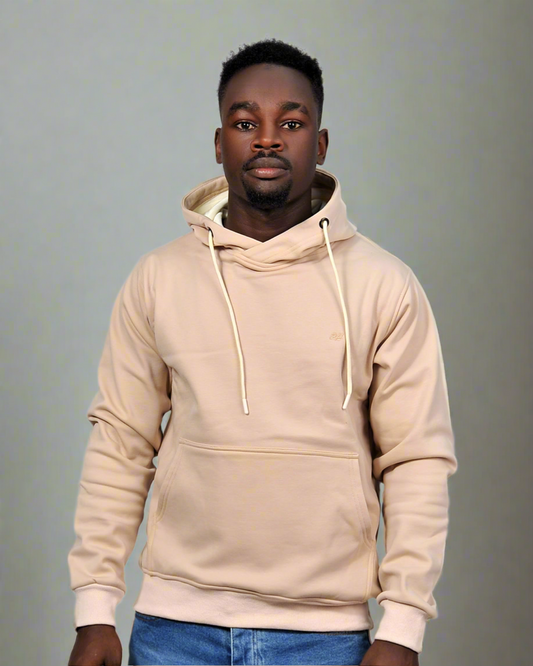 2H #9338 Beige Men Sweater Plain Warm Hoodie