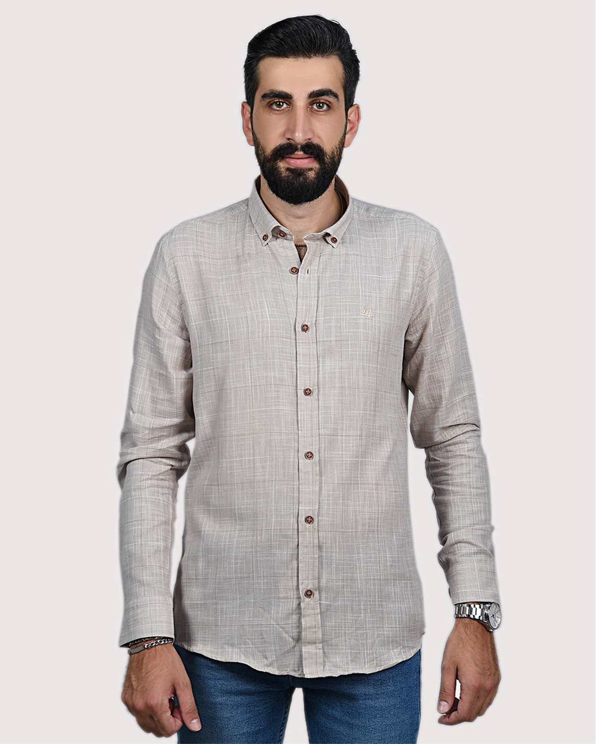 2H Beige Squared Linen Shirt