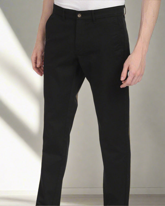 2H Black Plain Chinos Pant