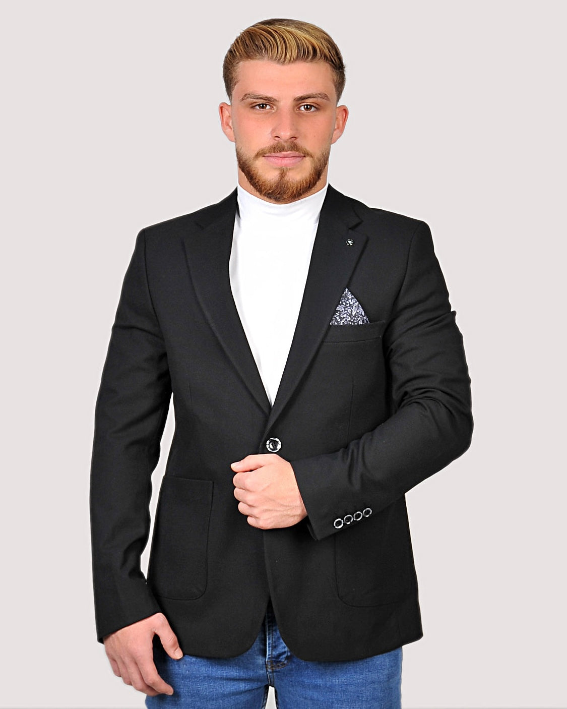 2H #24-01 Black Tweed One Button Blazer