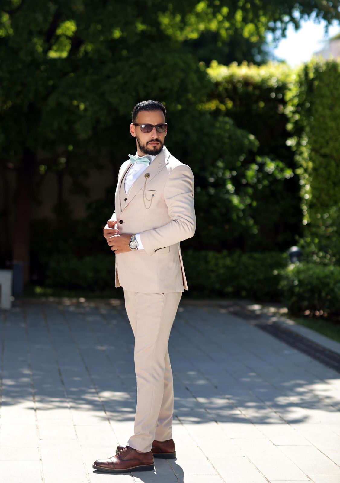 SALE! 2H Beige Casual Suit 2 Pieces