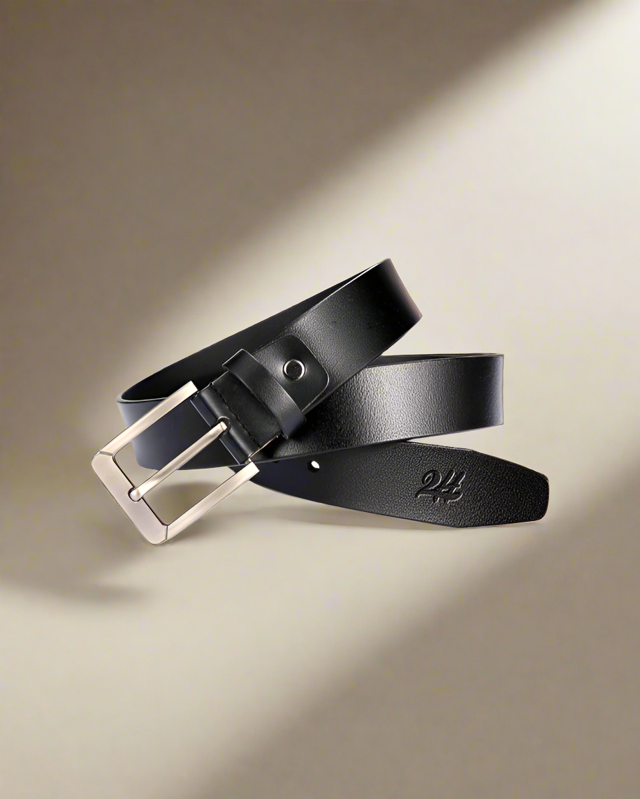 2H #9216 Black Leather Casual Belt