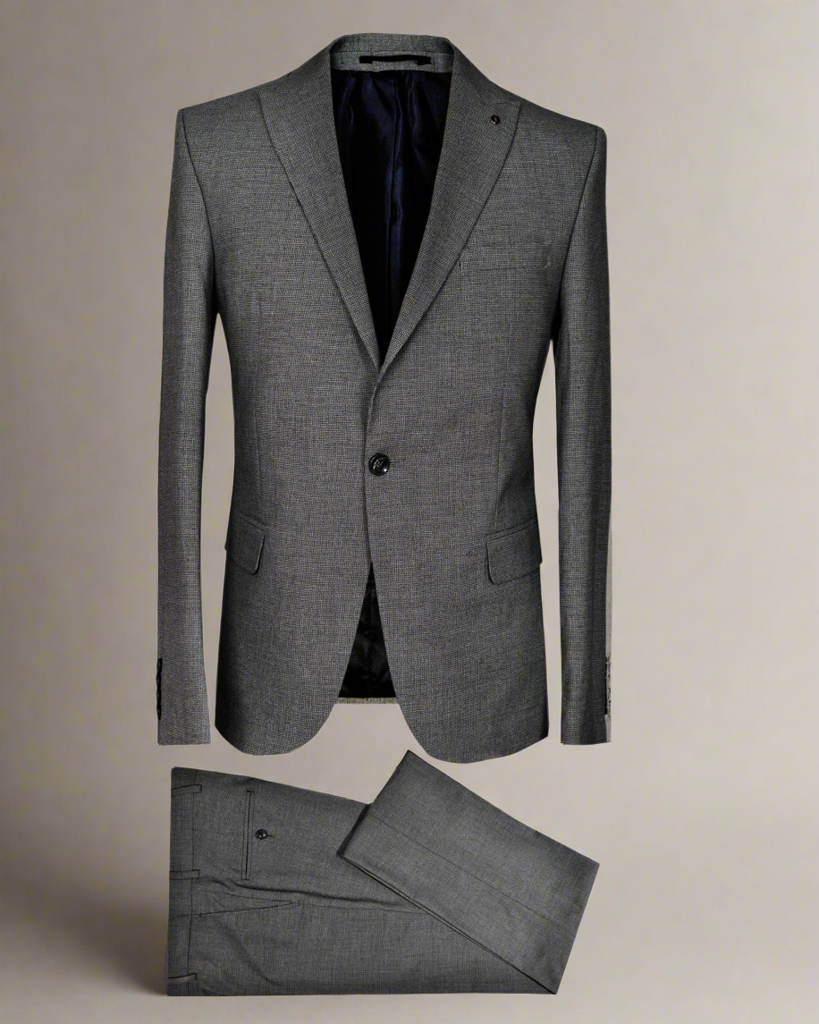 SALE! 2H Dark Gray Plaid Fabric Suit 2 Pieces