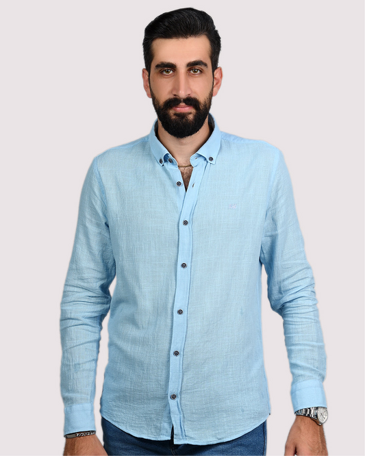 2H Turquoise Linen Shirt