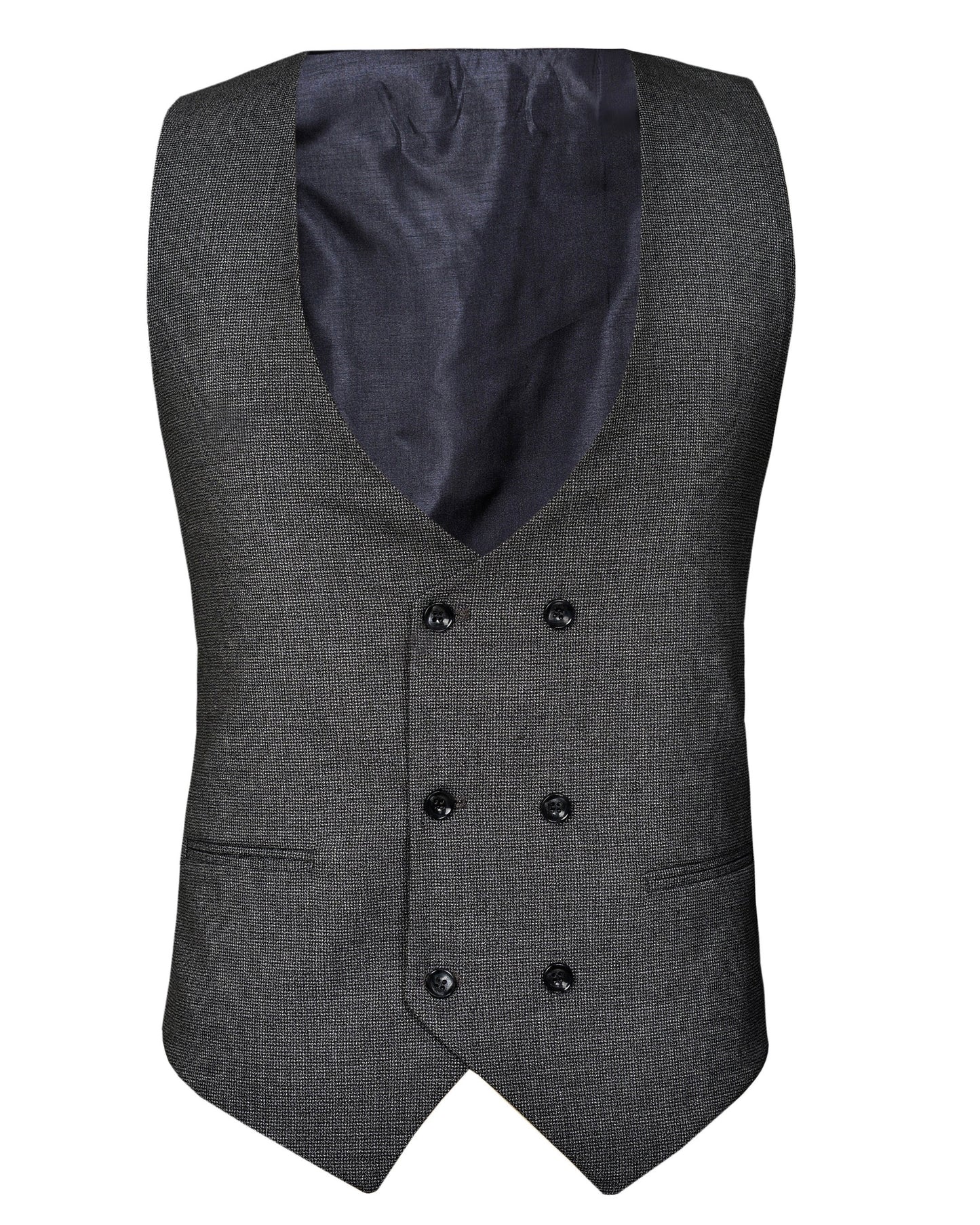 2H Dark Gray plaid Fabric Vest