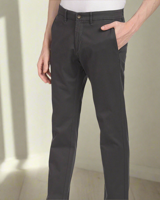 2H Gray Plain Chinos Pant