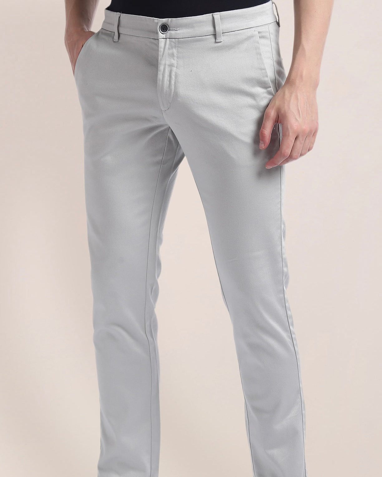 2H #250923 Light Gray Embossed Chinos Pant