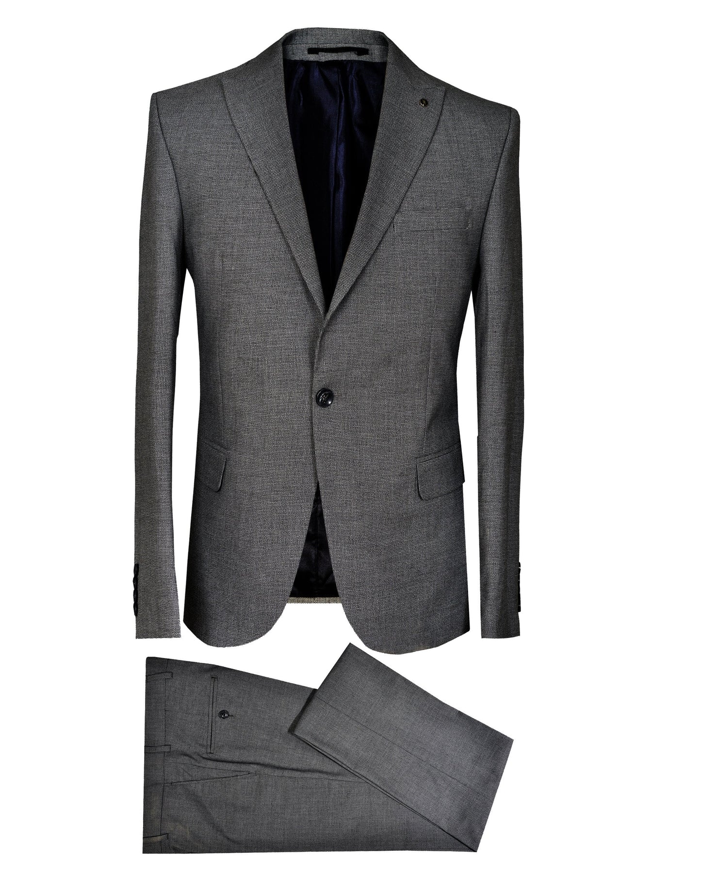 SALE! 2H Dark Gray Plaid Fabric Suit 2 Pieces