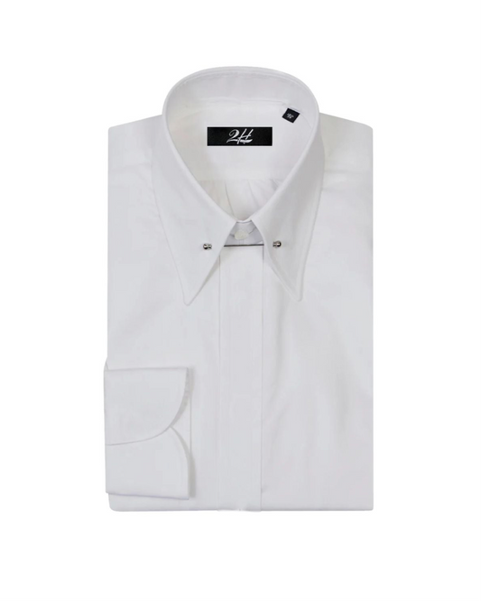 2H White Classic Shirt With Pin