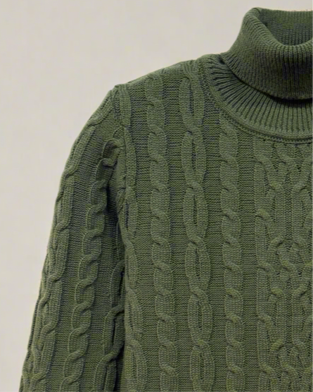 SALE! 2H #303 Olive Green High Neck Knitted Sweater