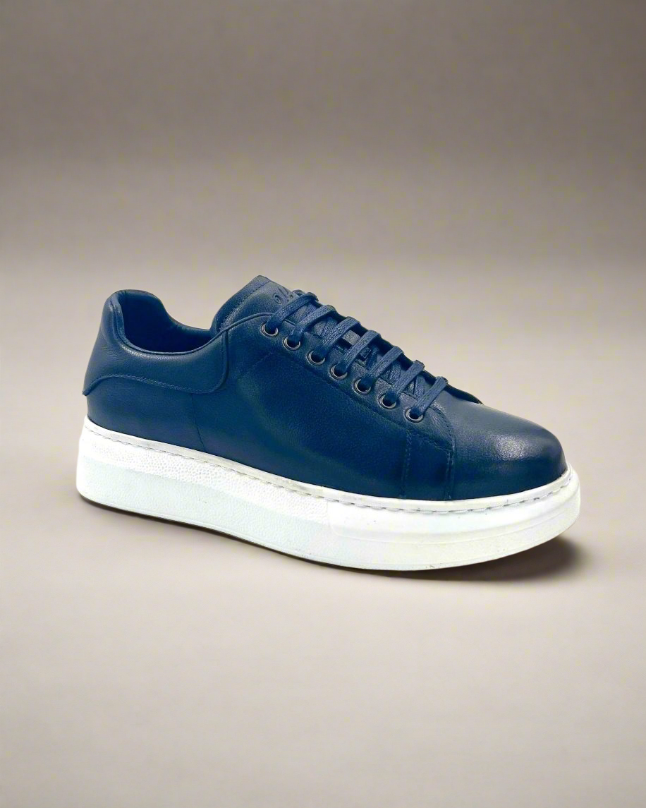 2H #014 Genuine Leather Navy Casual Shoes