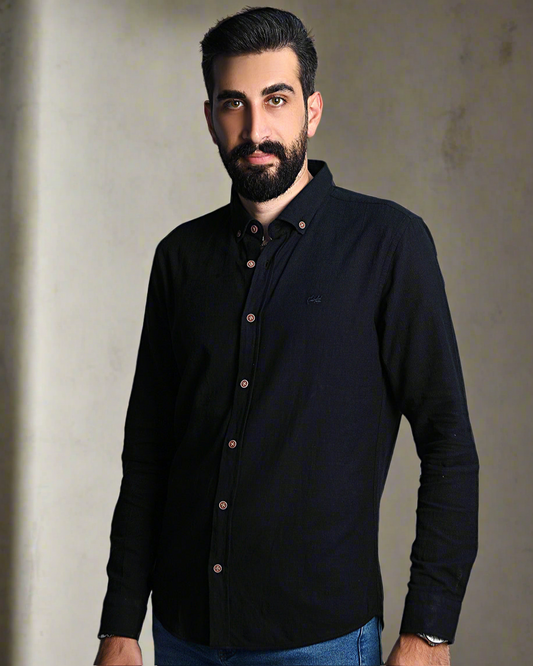 2H Black Linen Shirt