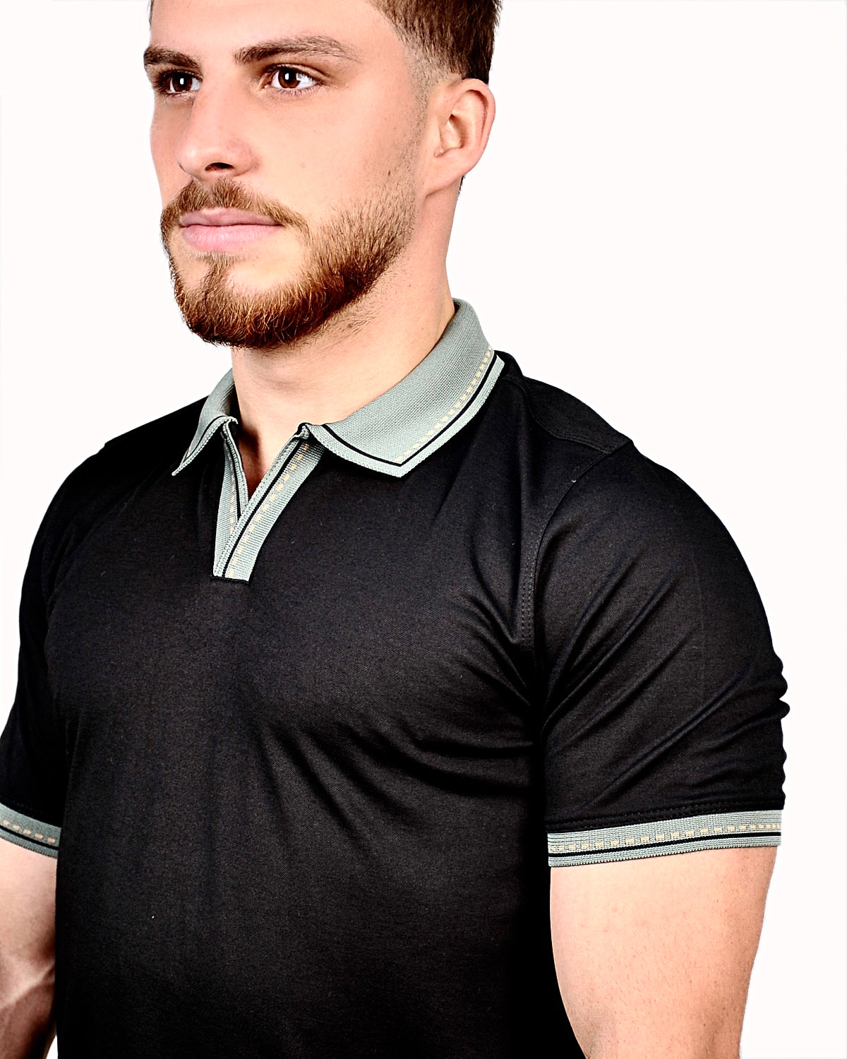 2H #12629 Black Mercerized Cotton Polo T-Shirt