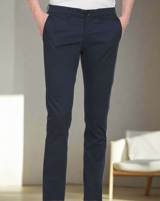 2H Navy Plain Chinos Pant