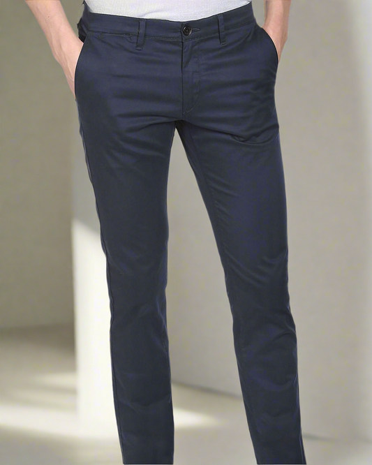 2H Navy Plain Chinos Pant